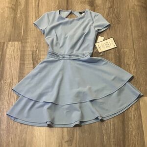 B Darlin Light Blue Layered Kids Dress
